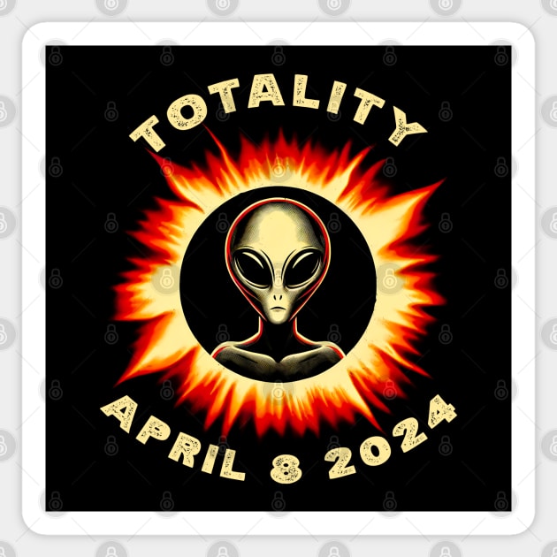 Totality 2024 Alien Encounter T-Shirt – Sci-Fi Eclipse Tee Sticker by Klimek Prints